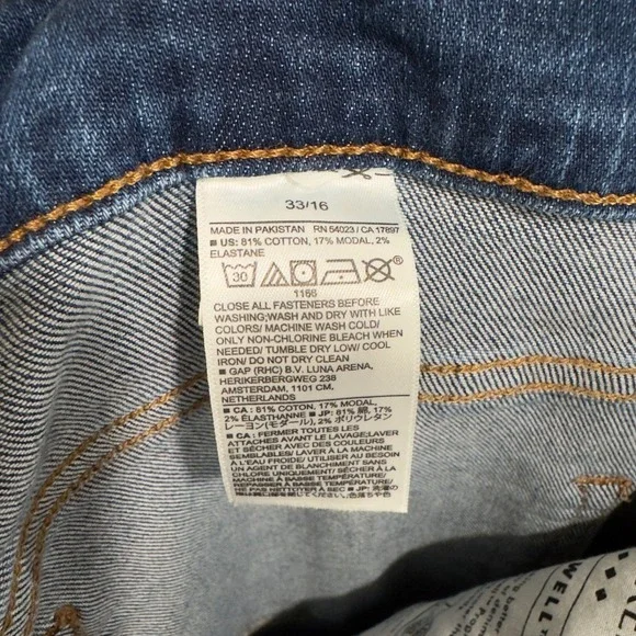 Banana Republic Factory High-Rise Wide-Leg Jeans Dark Wash Blue 33/16 Stretch - Picture 8 of 9